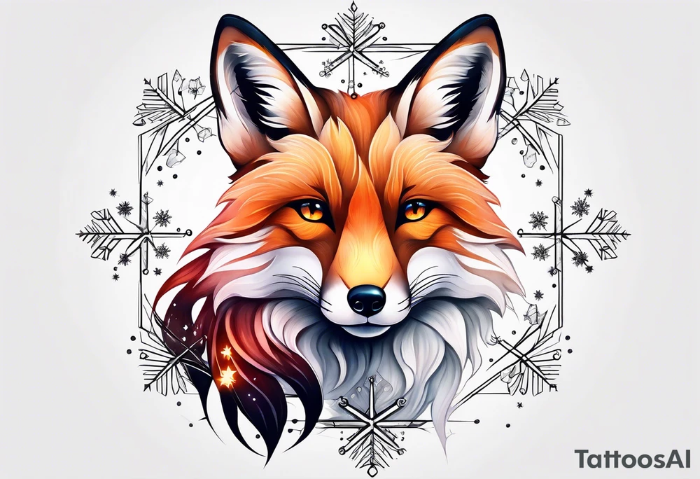 Constellation, animal fox , snowflake tattoo idea