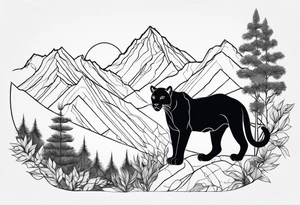 panther in mountains tattoo idea