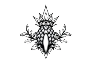 Majestic ,crown pineapple top vagina and anus tattoo idea