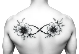 January December July birthday flower infinity sign tattoo idea