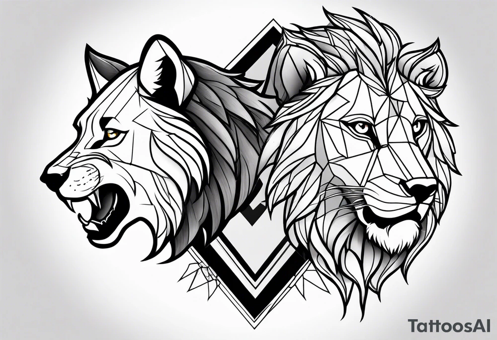 Lion vs wolf tattoo idea