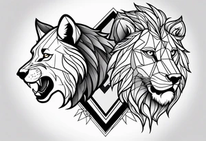 Lion vs wolf tattoo idea