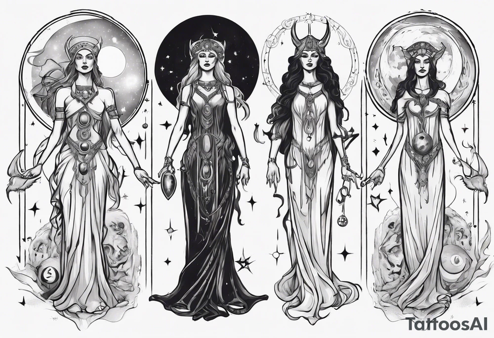 The High Priestesses. Hecate, Artemis and Selene in One. Representing Magic, Intuition and The Moon. tattoo idea