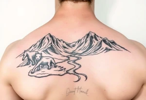 Lands and animals based on the Earth children’s series of books incorporating Neolithic people Arctic tundra mountains and a river tattoo idea