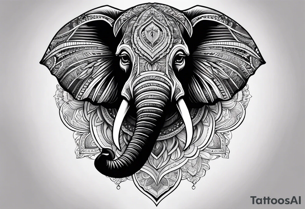 Pferd und Elefant halb Kopf 
Mandala tattoo idea