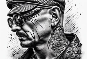 Old Russian prison style wounded prisoner tattoo idea