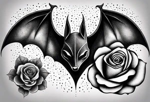bat and rose tattoo idea