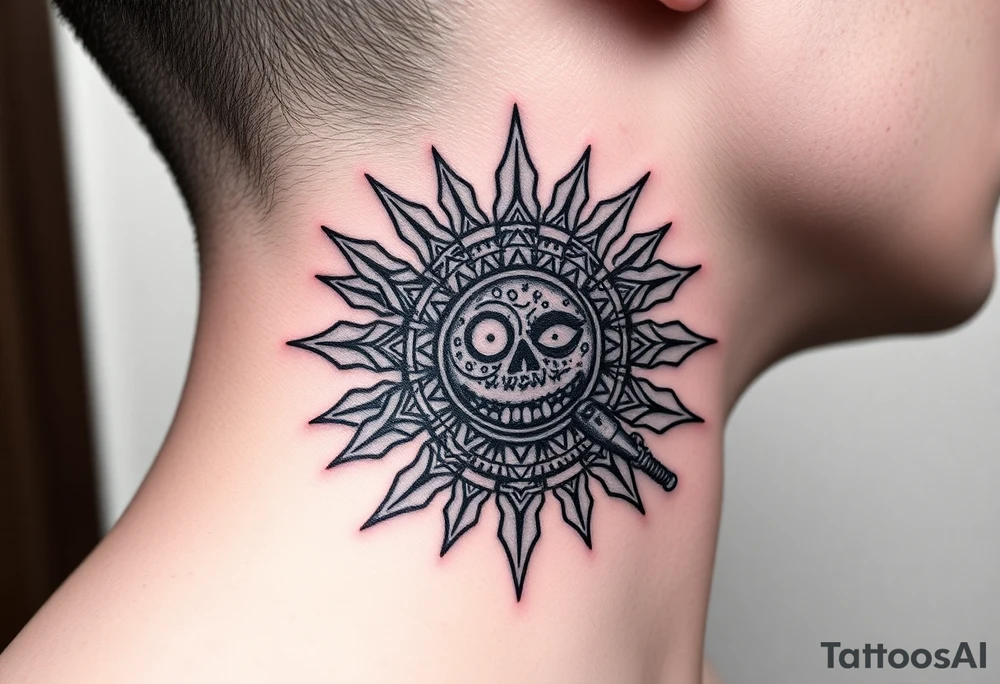 zombie Aztec sun calendar eating 
a zombie gases tattoo idea