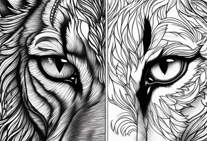 Lion eye and wolf eye tattoo idea