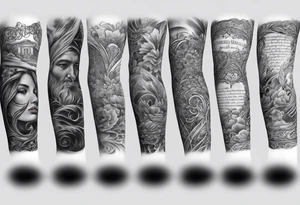 Arm sleeve with a Bible verse tattoo idea