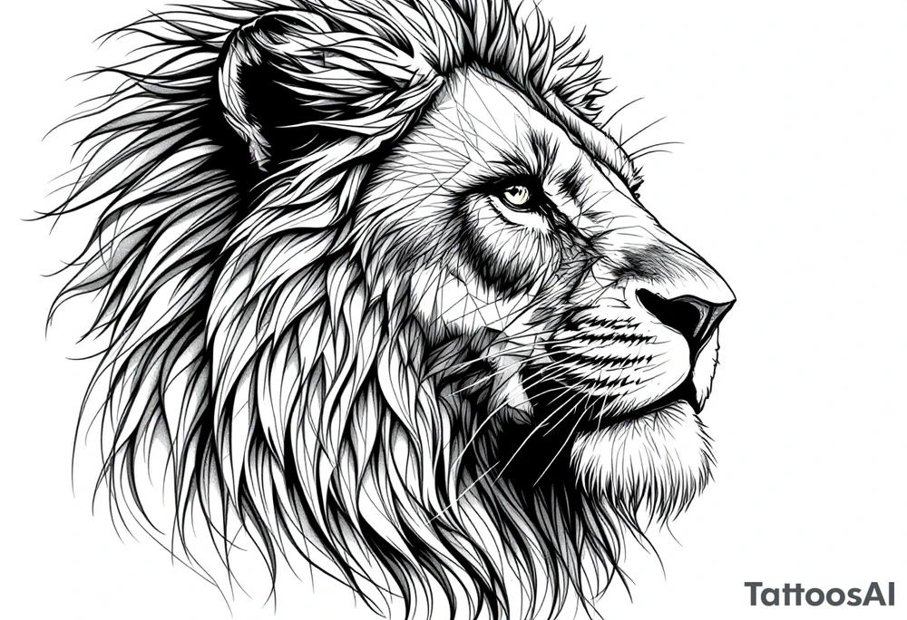 powerful majestic lion, close-up tattoo idea