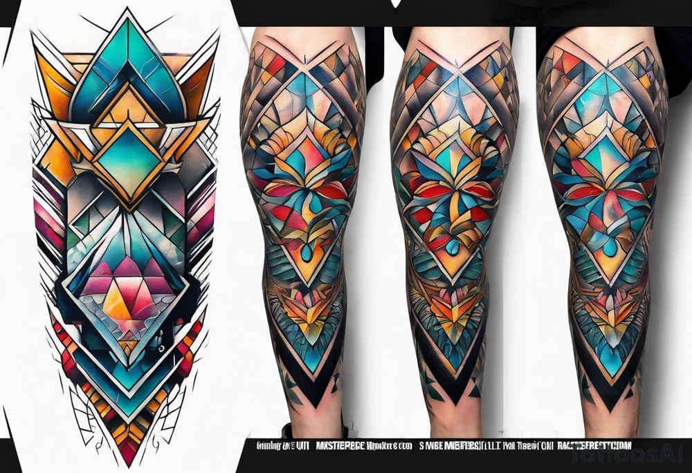 Full leg tattoo sleeve square tattoo idea