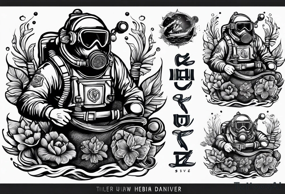 Hebrew scuba diver tattoo idea