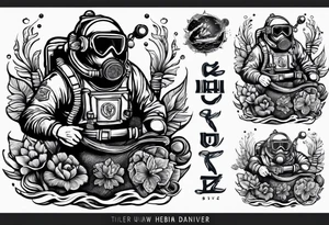 Hebrew scuba diver tattoo idea