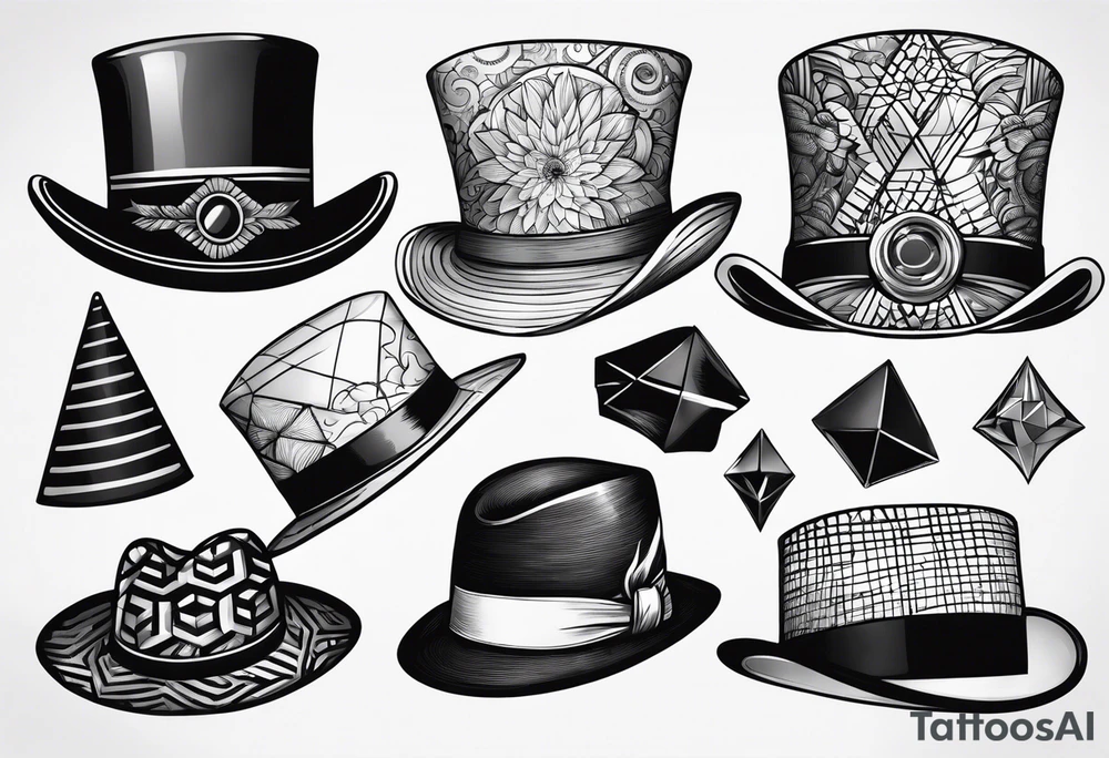 Variety of hats flash sheet tattoo idea