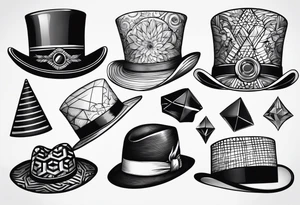 Variety of hats flash sheet tattoo idea