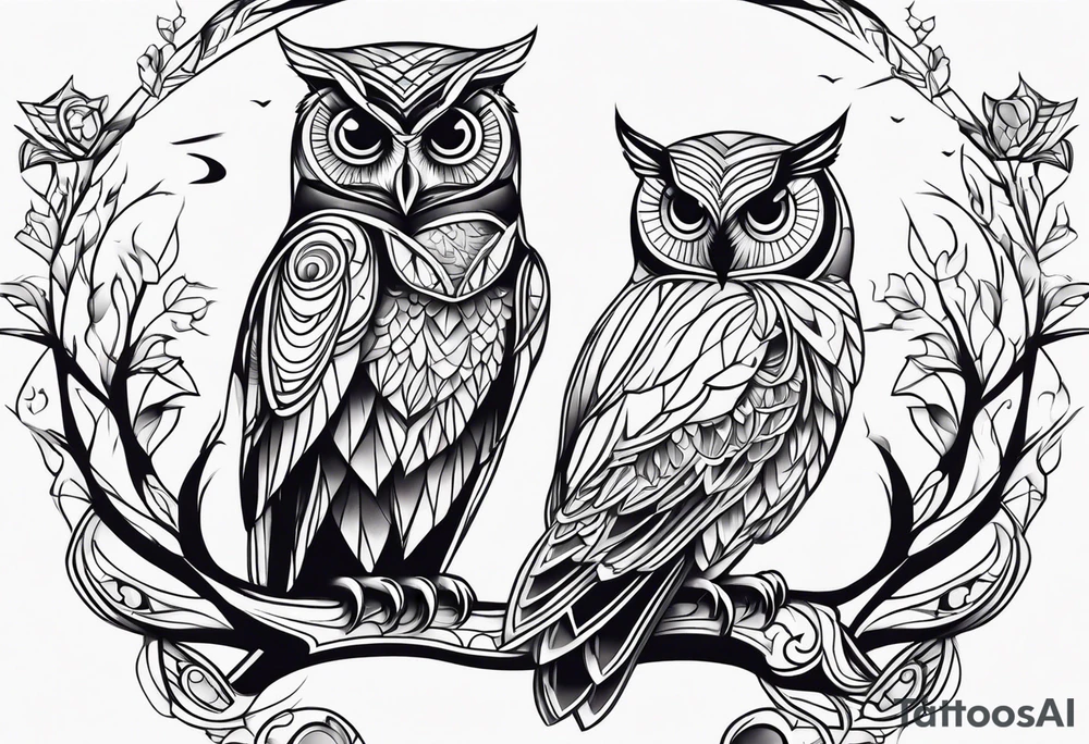 Mom and baby owl tattoo idea