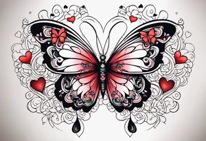 butterfly surrounded by hearts tattoo idea