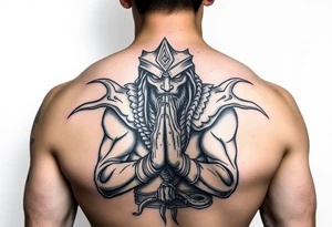 Exhausted praying warrior tattoo idea