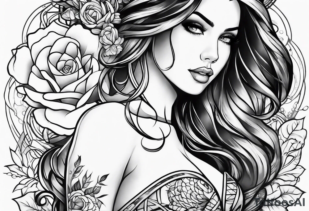 girl in underwear tattoo idea