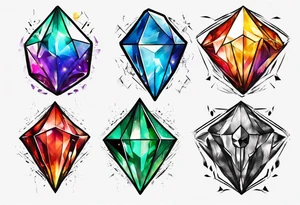 7 chaos emeralds in different colors inspired by sonic the hedgehog 2 tattoo idea