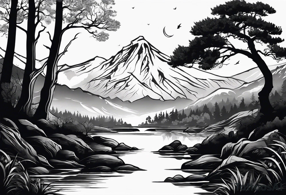 Bäume silhouette schwarz tattoo idea