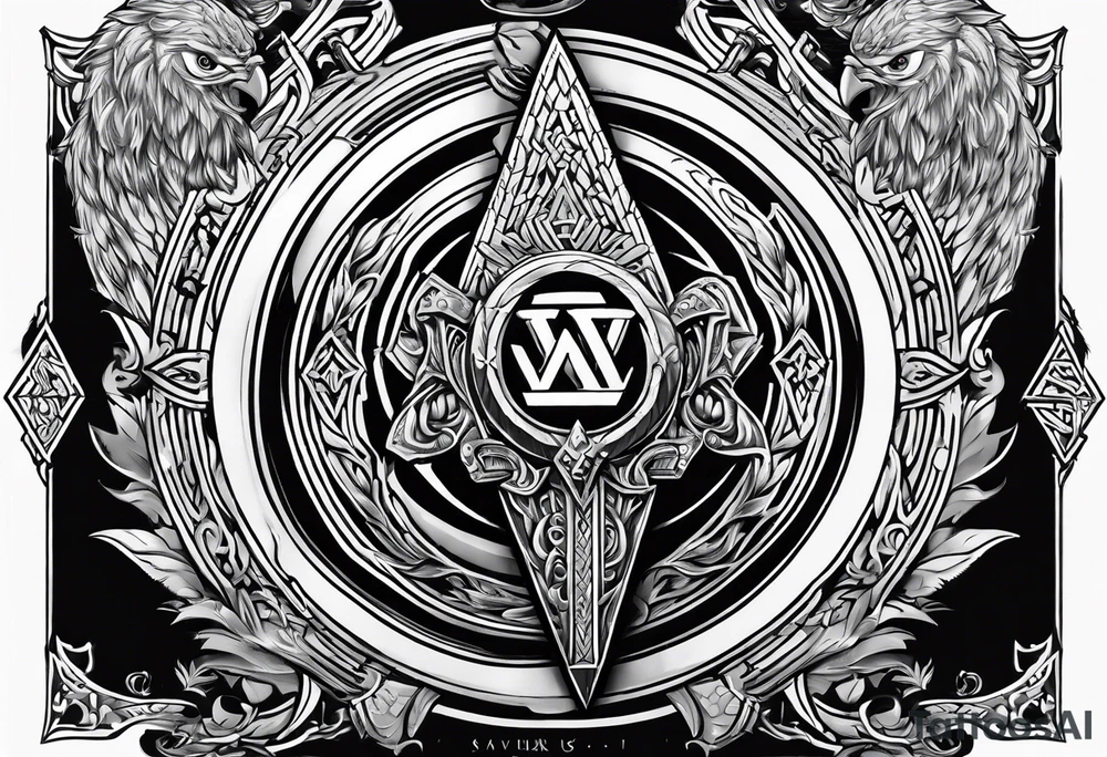 Valhalla  sword shield axe Valknut fog tattoo idea