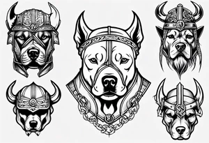 Pit bull with a viking helmet tattoo idea