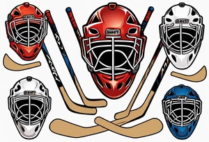a goalie mask and crossed hockey sticks that says "SHOT HOCKEY" tattoo idea
