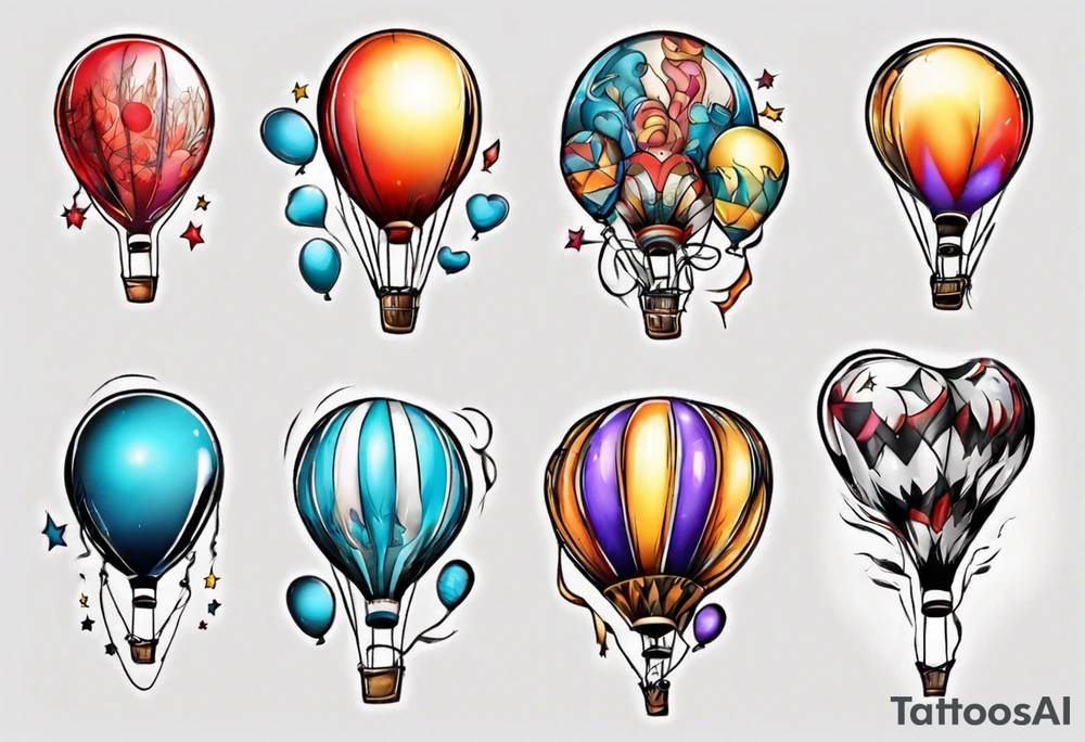 coloful balloons tattoo idea