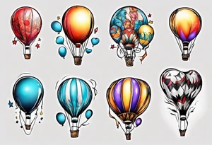 coloful balloons tattoo idea