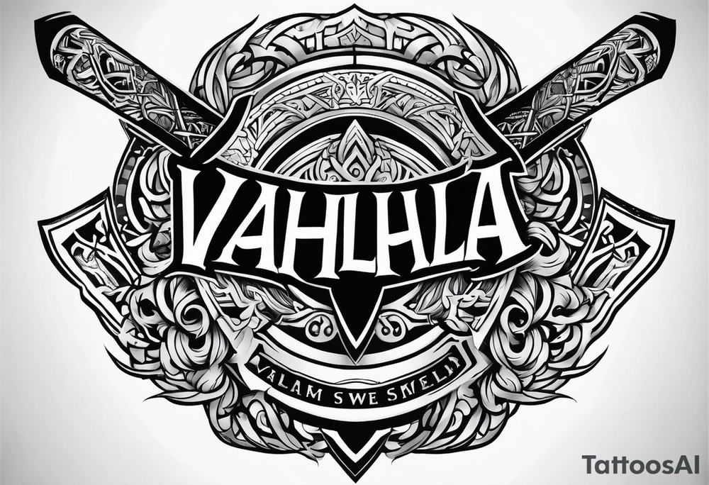 Valhalla sword shield tattoo idea