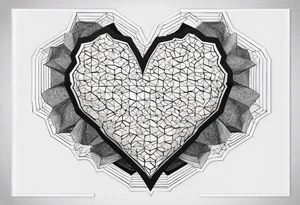 heart made of hexagons with black borders tattoo idea