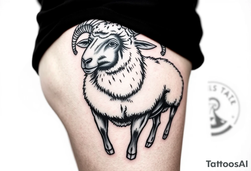 Black sheep with muscles tattoo idea