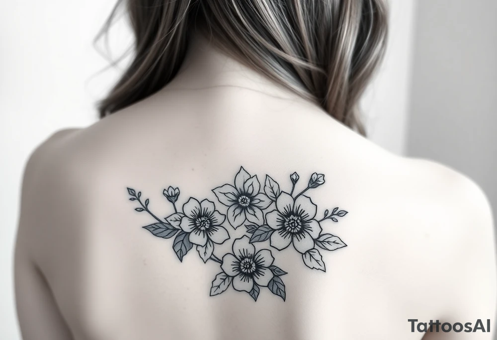 Stars with flowers and lace background tattoo idea