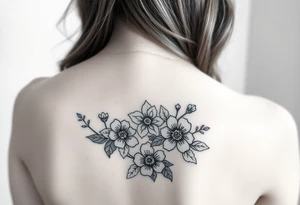 Stars with flowers and lace background tattoo idea
