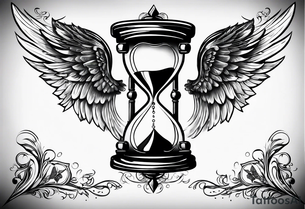 hourglass with wing carpe diem for men tattoo idea