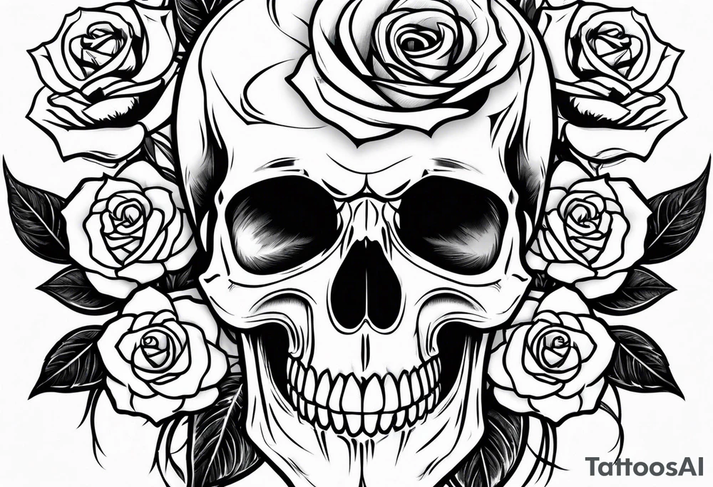 skull and roses tattoo idea