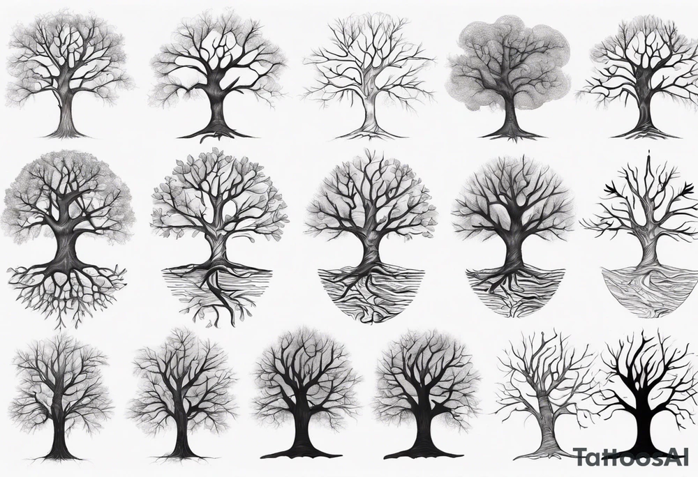 Tree with no leaves that flows in DNA with line work tattoo idea Tree with no leaves that flows in DNA with line work tattoo idea