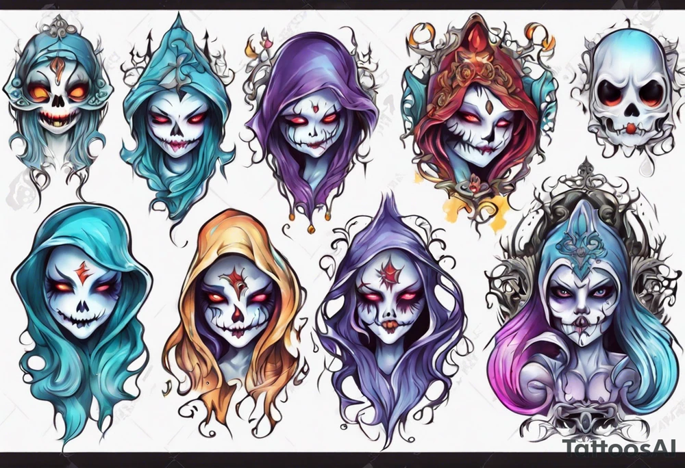 fantasy pretty ghost face tattoo idea