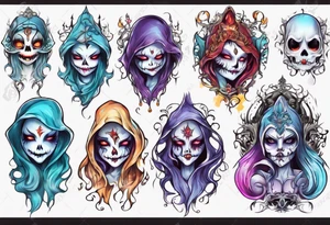 fantasy pretty ghost face tattoo idea