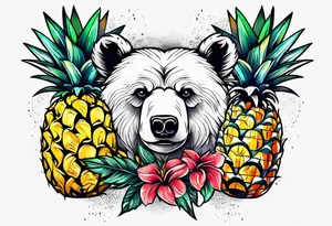 Bear hugging pineapple tattoo idea