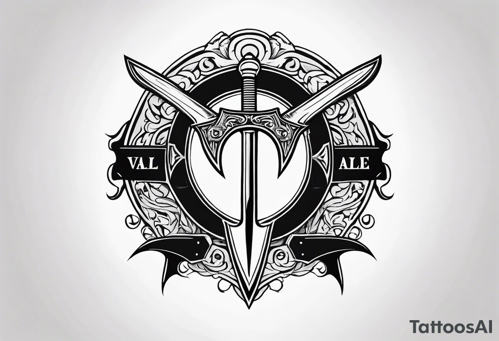 Valhalla shield  sword axe tattoo idea