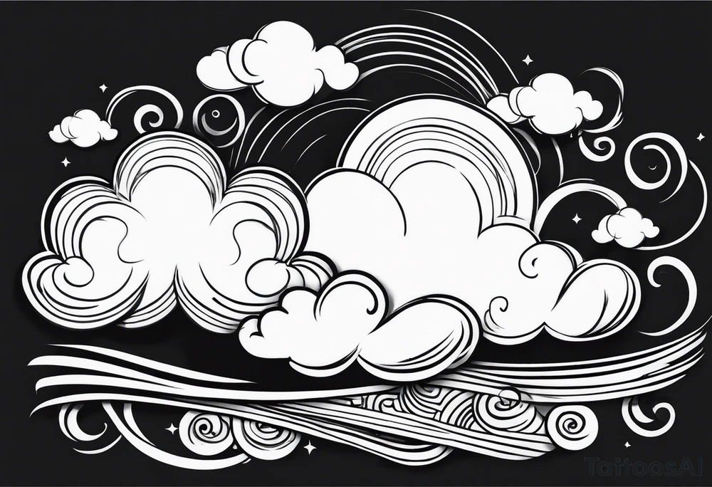 heaven clouds swirl vignette tattoo idea