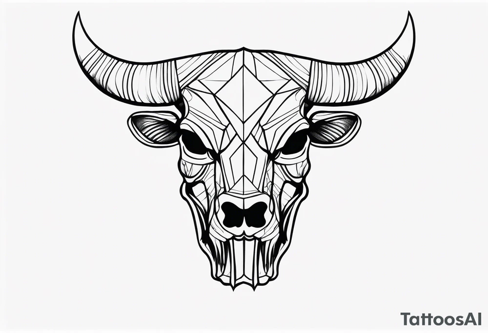 skull of a bull with a line frame tattoo idea