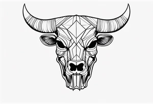 skull of a bull with a line frame tattoo idea