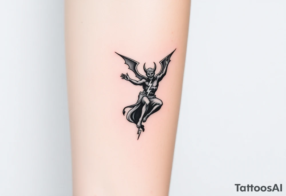 satan falling like lightning from heaven tattoo idea