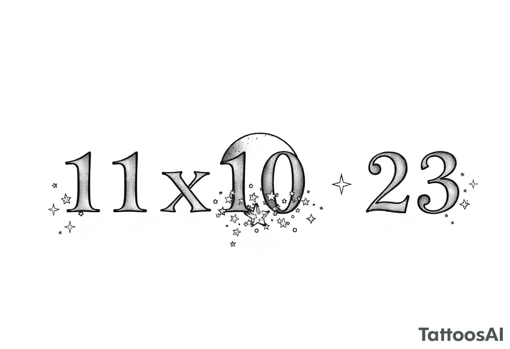1x10^23 surrounded by cascade of stars and moon tattoo idea