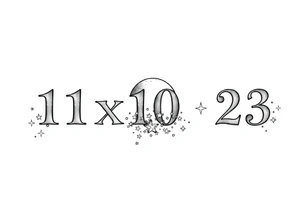 1x10^23 surrounded by cascade of stars and moon tattoo idea