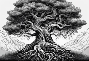 a tree with roots with the text of "Deep roots are not reached by the frost." around it tattoo idea
